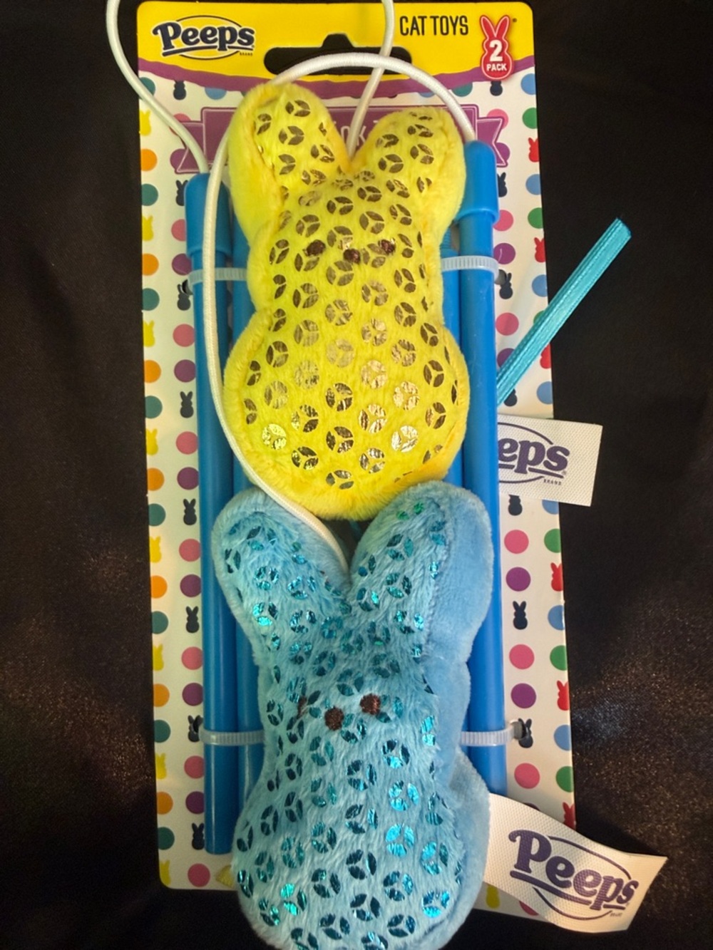 Cat Toy Duo Peeps Plush  -  Yellow & Blue